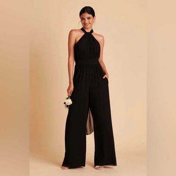 SOLD Birdy Grey Gigi Convertible Black Chiffon Bridesmaid Jumpsuit Size Medium - Picture 10 of 16